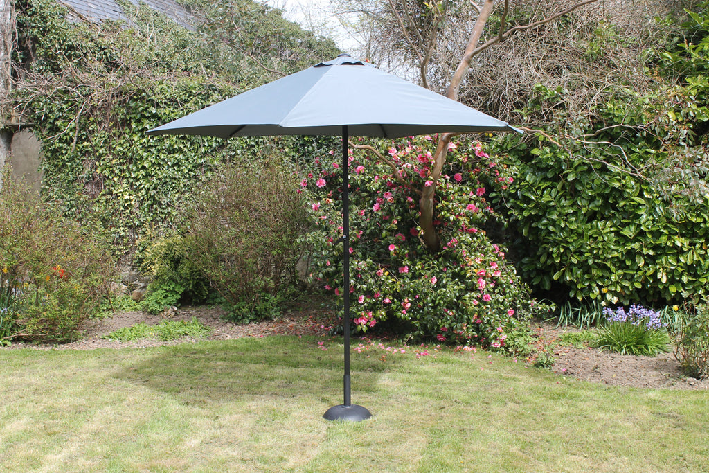 Garden Collection 2.7 M Steel Parasol With Crank (Grey, Black and Green)