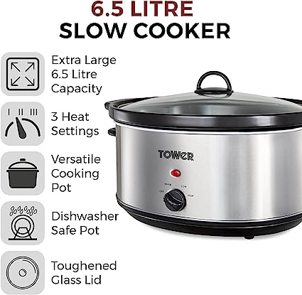 6.5l Slow Cooker Stainless Steel Tower