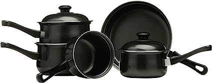 5 Piece - Premier Housewares - Carbon Steel Belly Pan Set - Black