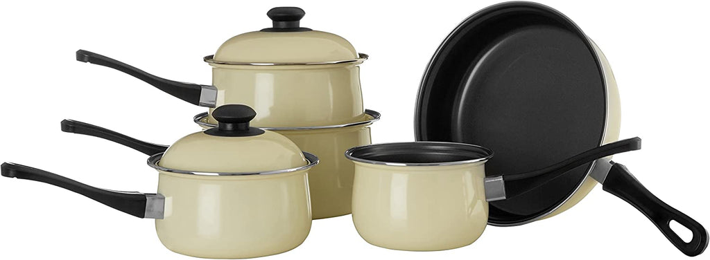 5 Piece - Premier Housewares - Carbon Steel Belly Pan Set - Cream