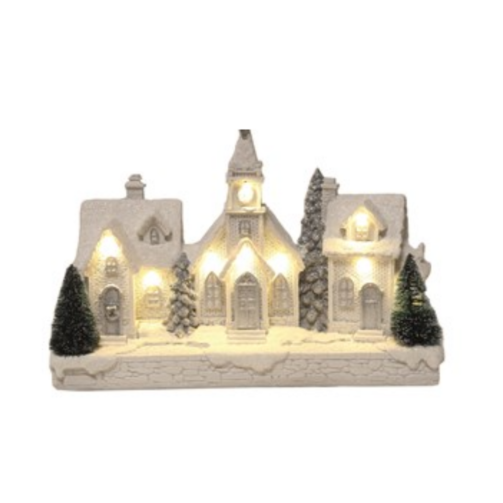LED Light Up White And Silver Winter Scene Decoration 26.5cm