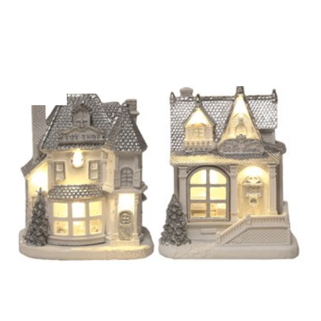 LED Light Up White And Silver Shop Decoration 2 Assorted 17cm