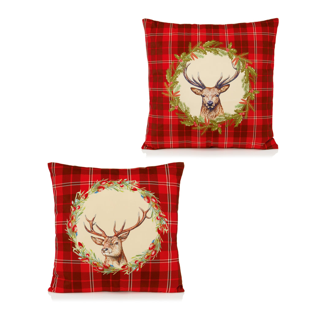45x45cm 2Ast Red Tartn Deer