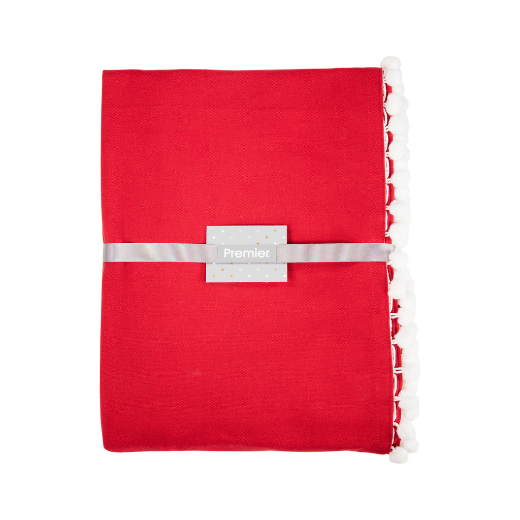 2x1.3m Red with Pom Pom Edge