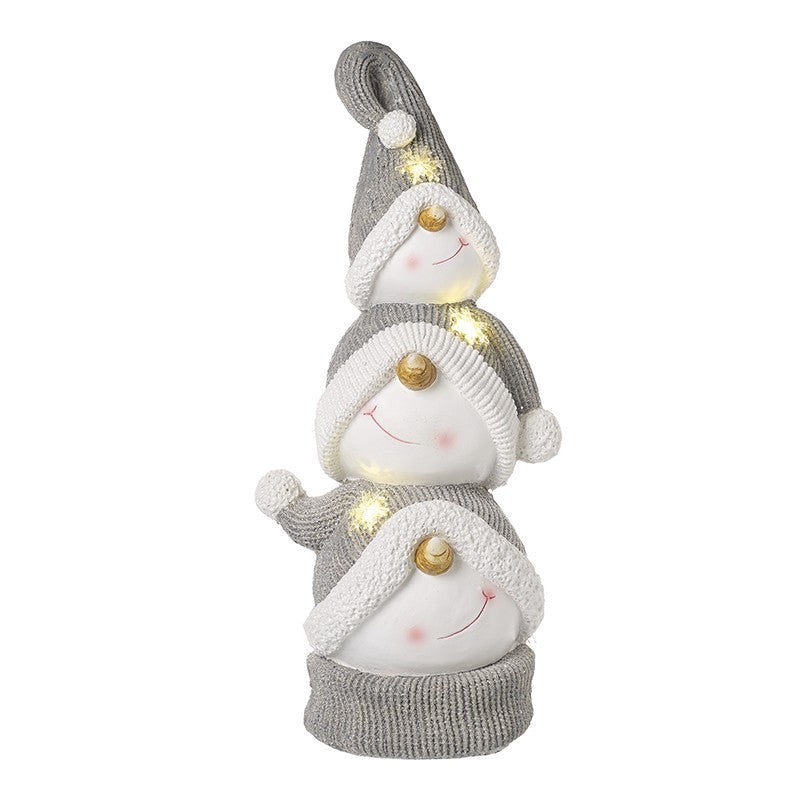 LIGHT UP SNOWMEN HEADS (30x22.5x72cm)