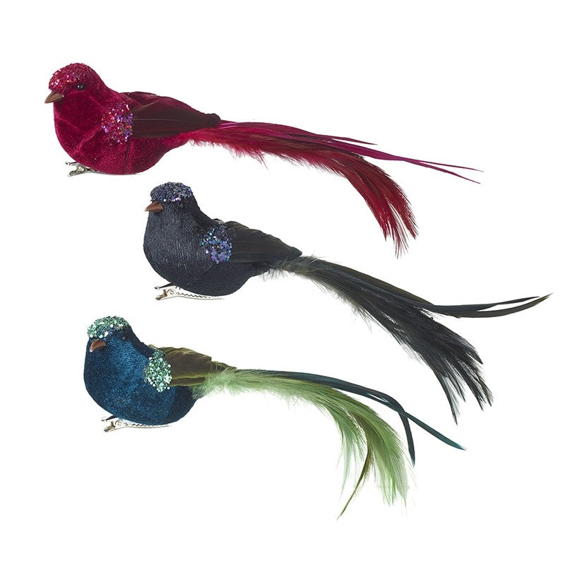Feather Decorative Birds Mixed Colours (4x6x20cm)
