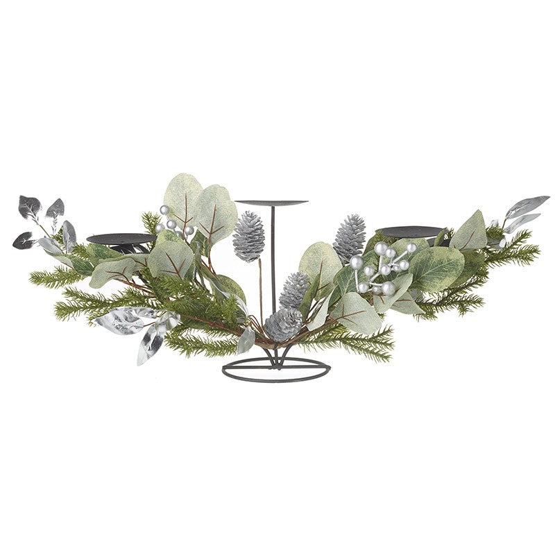 Lg Green & Silver Foliage Centre Piece (65x25x22cm)