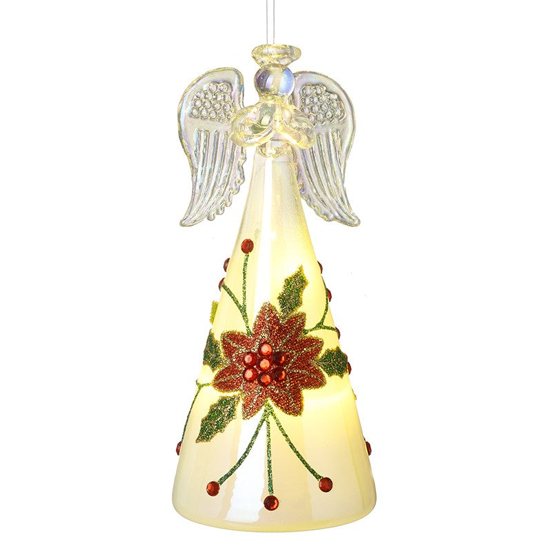 LARGE GLASS LIGHT UP FLOWER SKIRT ANGEL (7x7x16cm)
