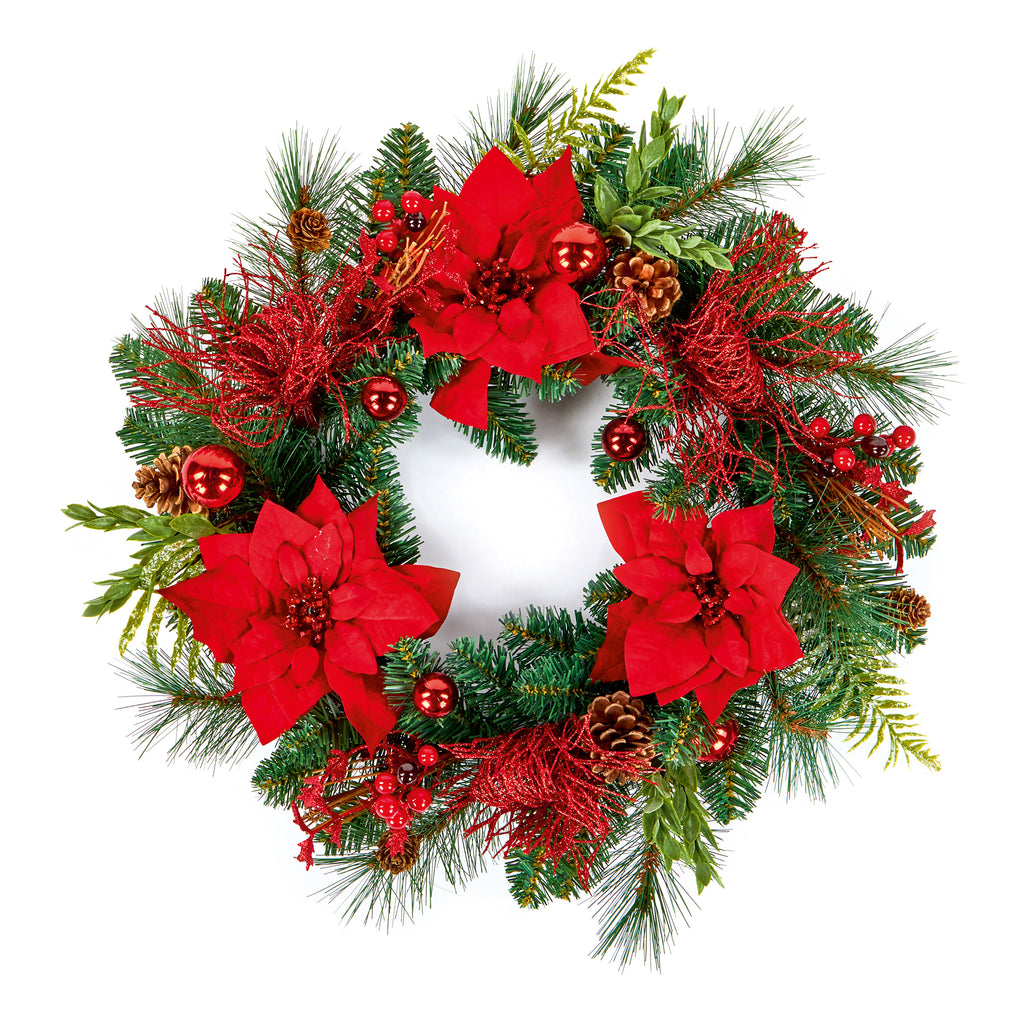 50cm Red Poinsettia Wreath