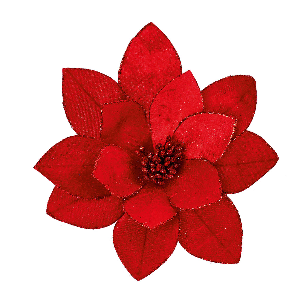 31cm Teal Green Flower or Red Flower With Clip (EACH)