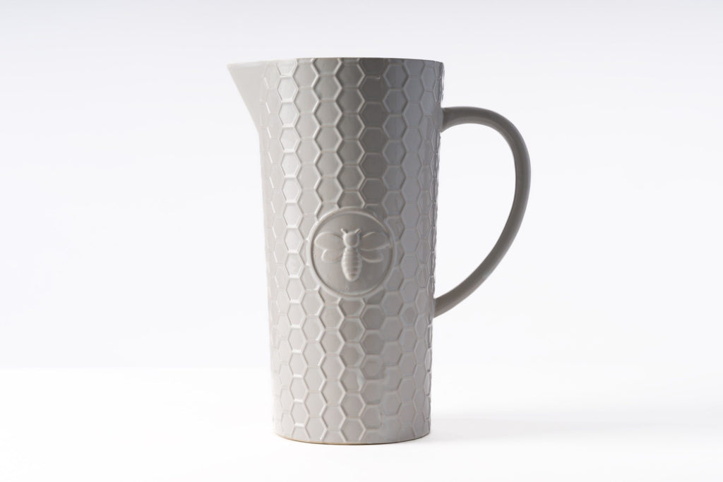 EMBOSSED GREY BEE TALL JUG