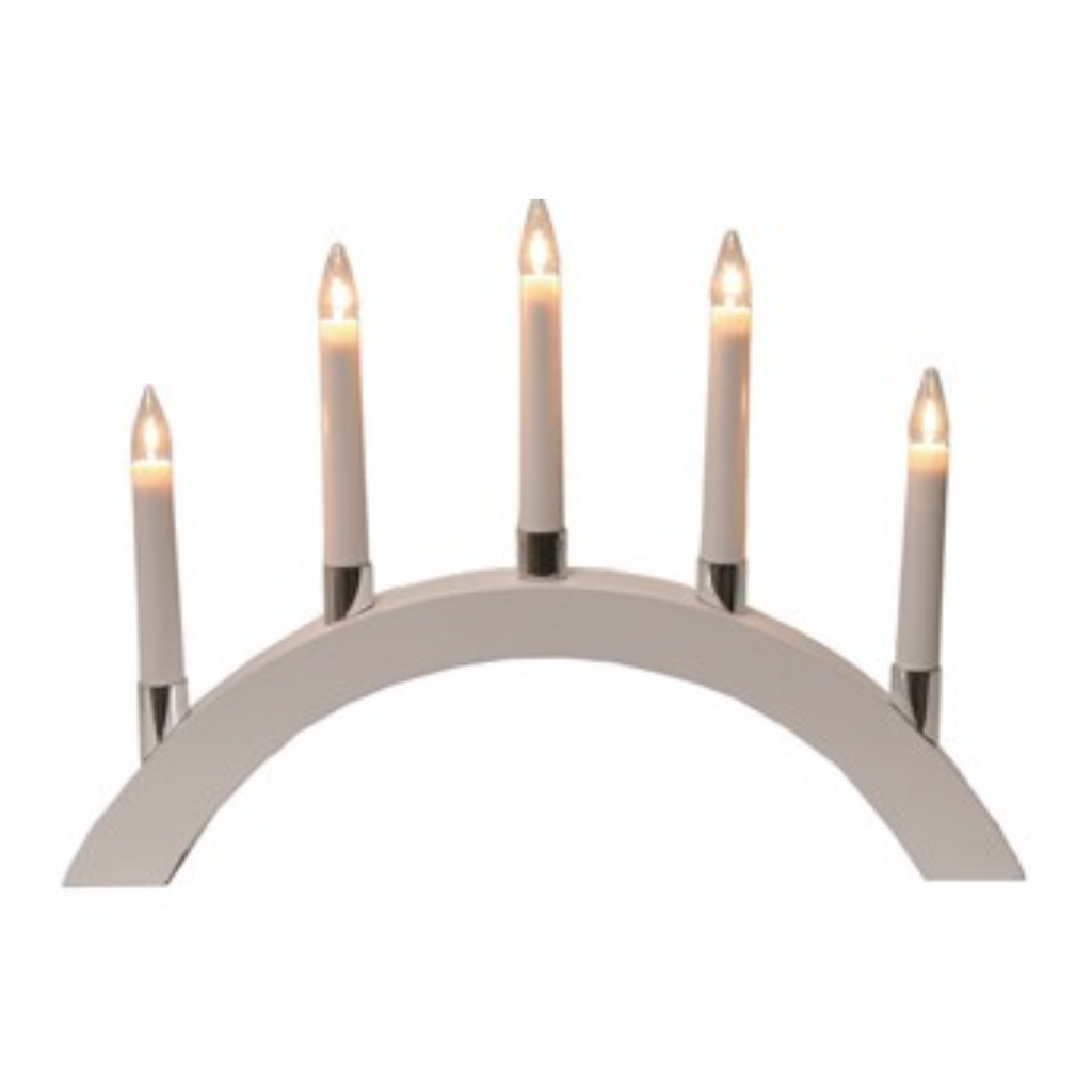 5 LED Light Up Artificial Candle Bridge Curved White 42cm