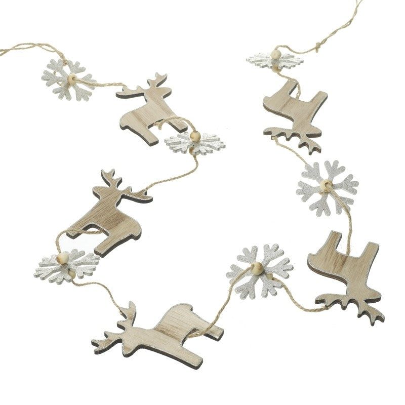 Wooden Reindeer Garland ( L140cm)