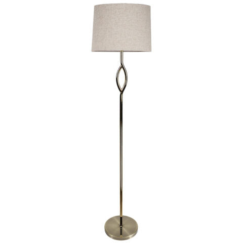 ANT. BRASS FLOOR LAMP c/w Oatmeal Shade