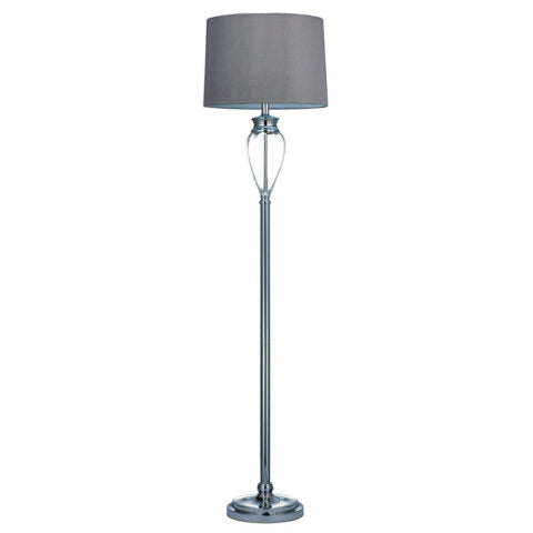 CASA CLASSICAL FLLOR LAMP (Polished Nickel c/w Grey Shade)