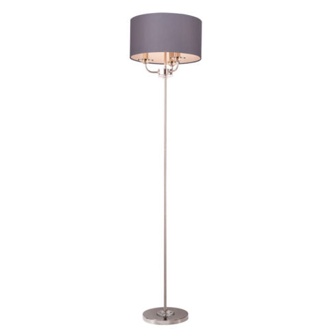 STYLO COLLECTION (Polished Chrome Floor lamp c/w Grey Shade)