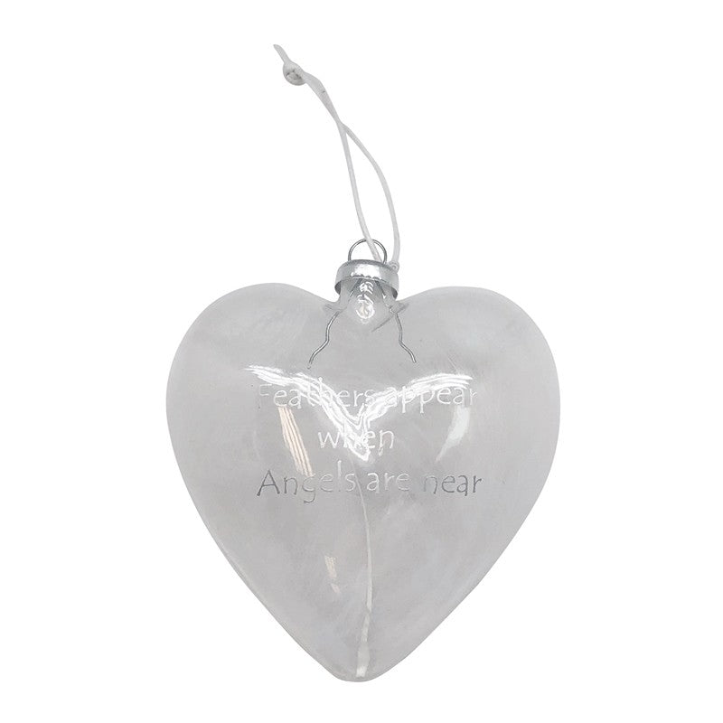 Hanging Glass Feathers Appears Heart (10.5x10cm)