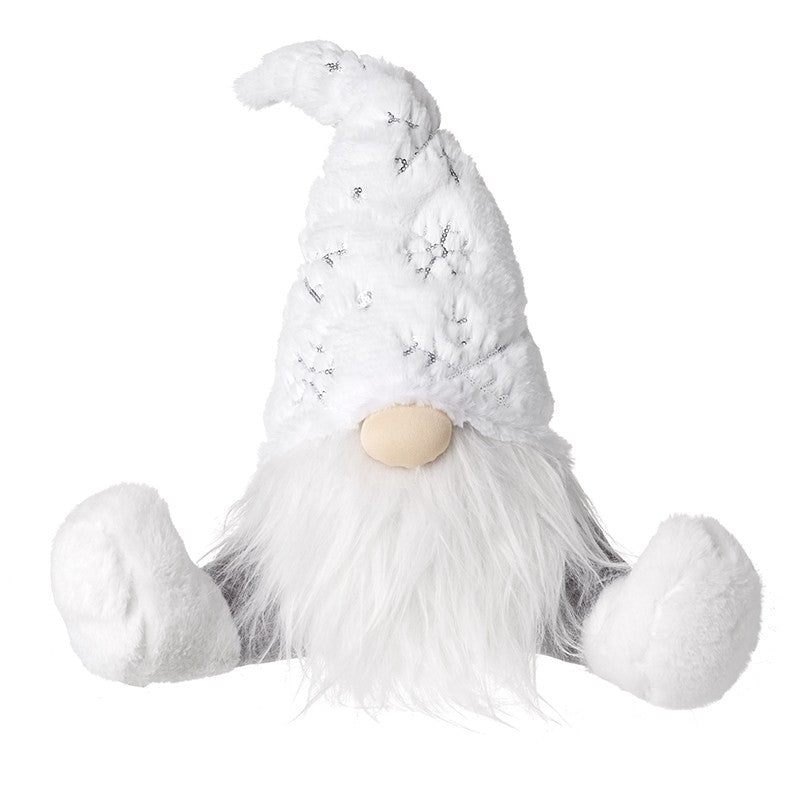 Large Sitting Gonk White Snowlake Hat (40x23x37cm)
