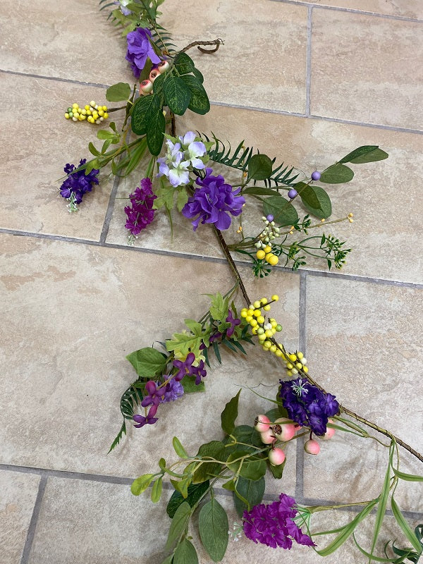 150cm Purple Hydrangea Flower Garland Berries
