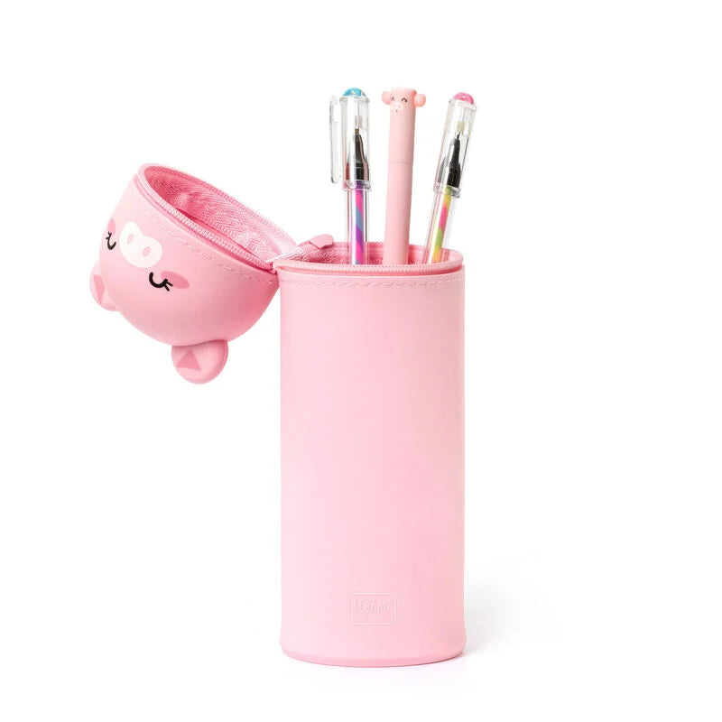Kawaii 2 in 1 Soft Silicone Pencil Case - Piggy - LEGAMI