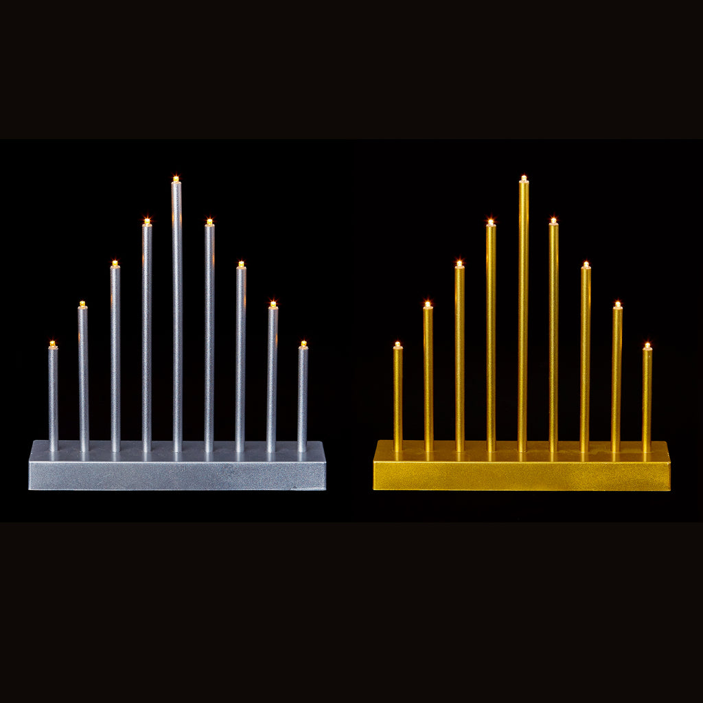 25cm 9L Bo Candlebidge with Timer Leds Gold or Silver