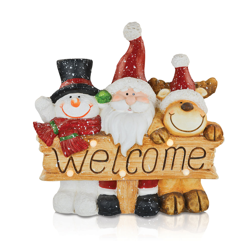 40CM LIT XMAS TRIO WELCOME