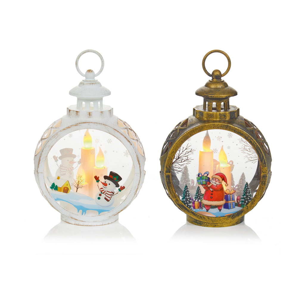 23cm Plastic Lantern with Xmas