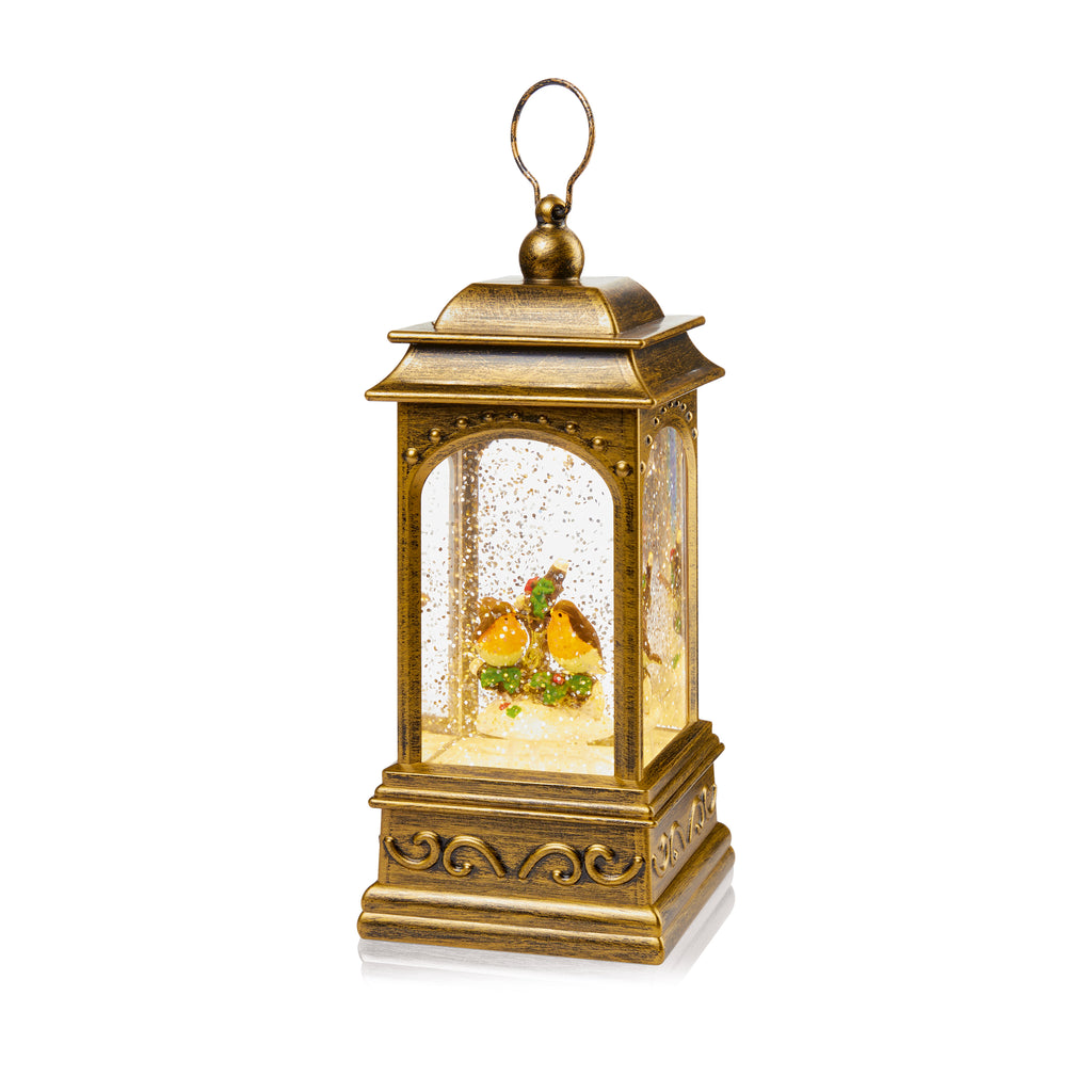 21cm Robin Scene Glitter