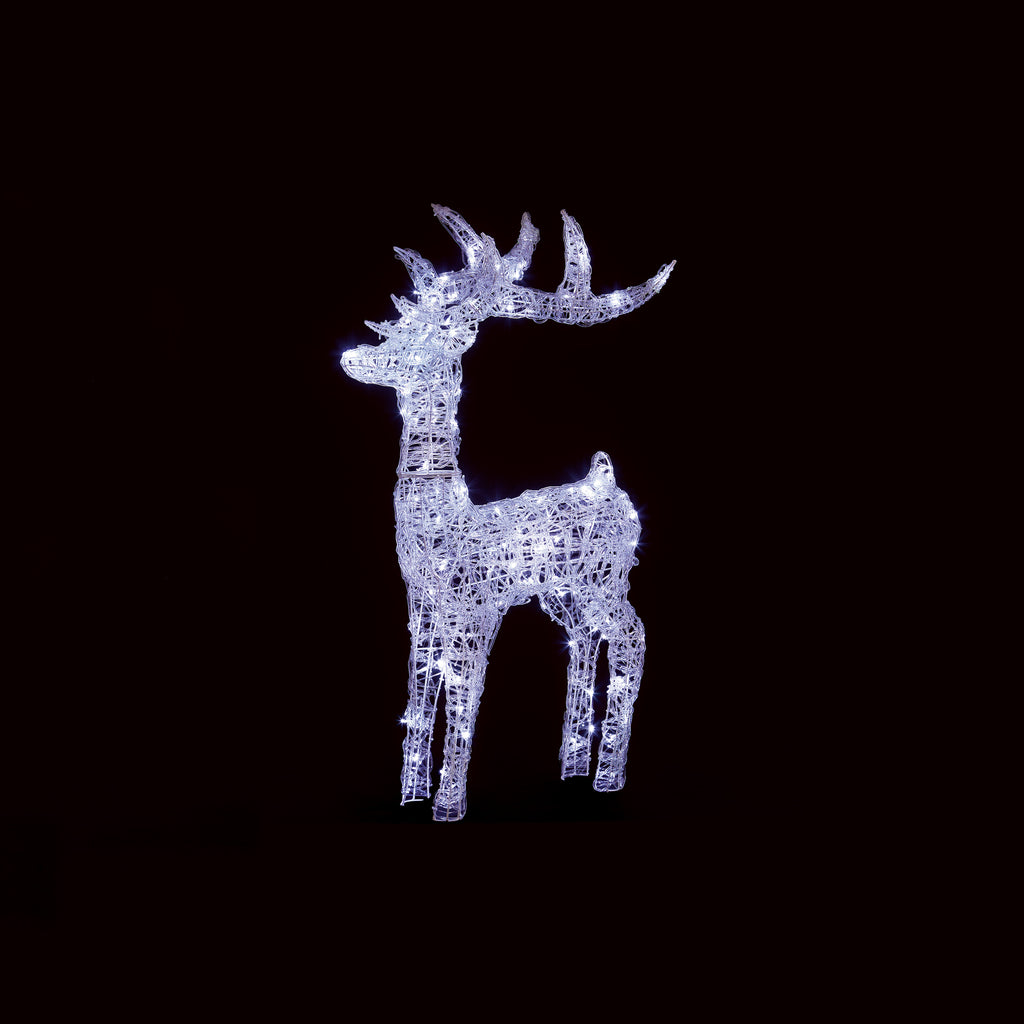 1.15m Lit Soft Acrylic Reindeer W160 White Leds