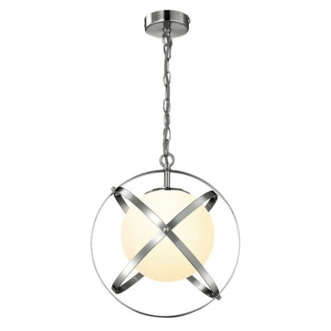 SATURN GLASS GLOBE ( SATIN NICKEL)