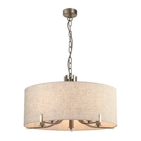 PEILLON ANT. BRASS PENDANT c/w OATMEAL SHADE