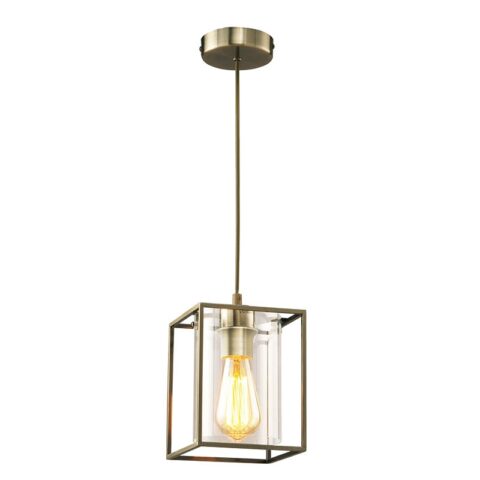 1L TOWER SQUARE PENDANT IN ANTIQUE BRASS