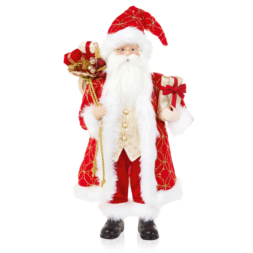 50cm Red-Gold Santa w-Presents