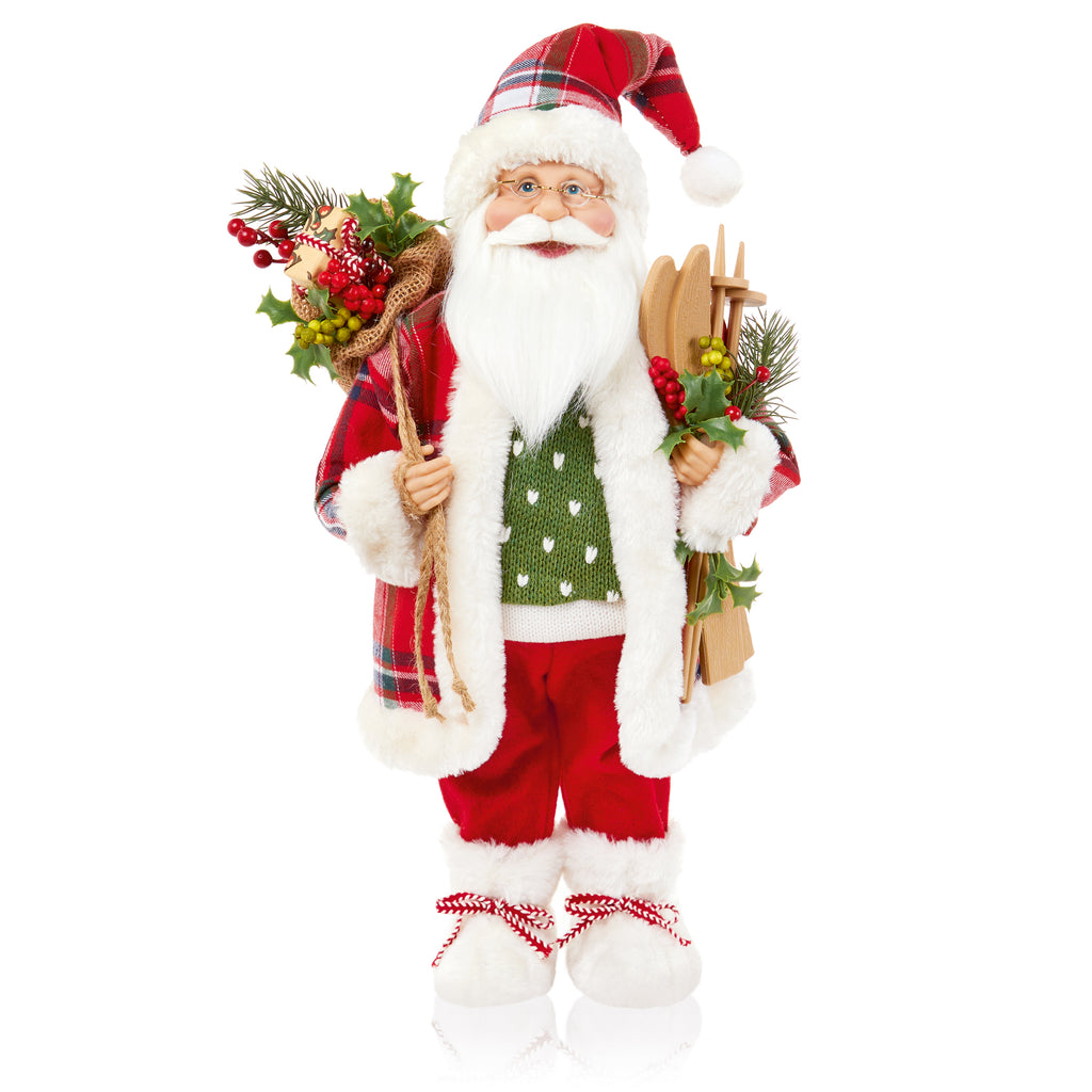 50cm Red Tartan Santa