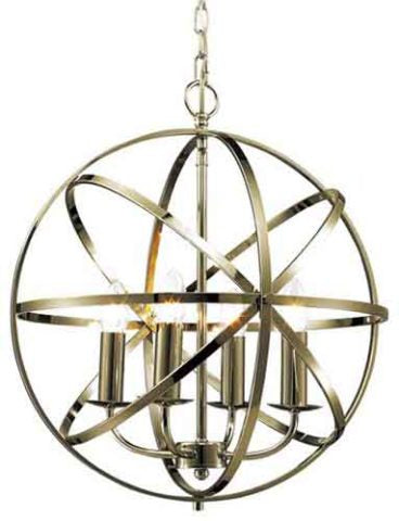 BESCA ANT. BRASS 4L ROUND PENDANT LIGHT