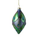 OLIVE SHAPED GLASS BLUE/GREEN BAUBLE