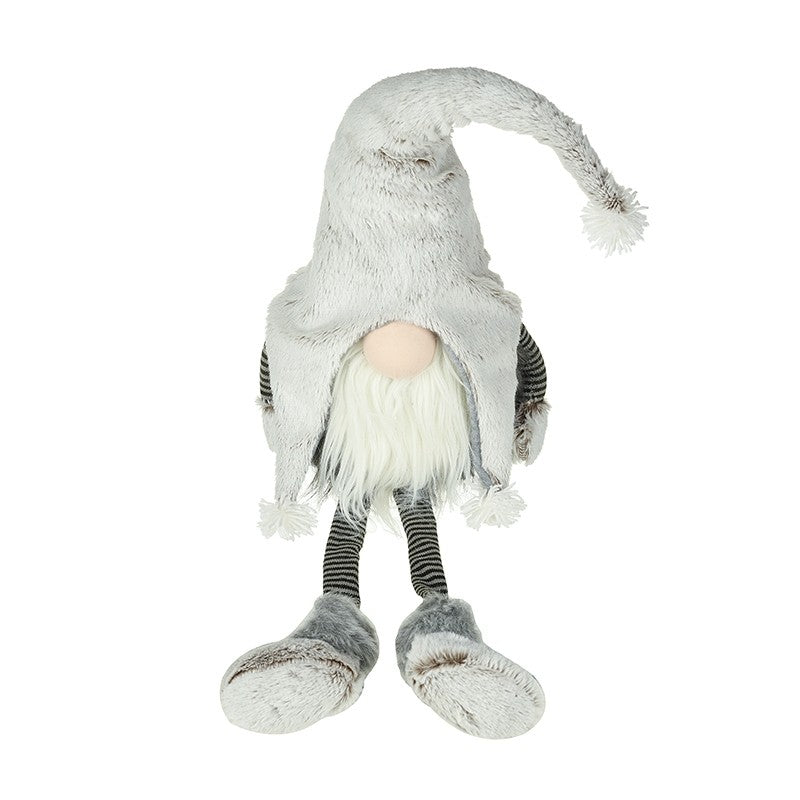White/Grey Fabric Sitting Santa (26x17x90cm)