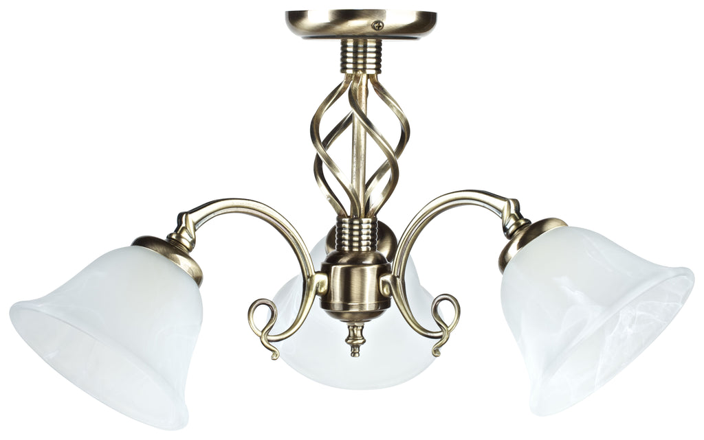 BECKWORTH 3L SEMI FLUSH ANTIQUE BRAS FITTING