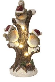 LED Light Up Robins on a Branch Decorative Ornament (22cm)