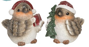 Robin Glitter Decorative Ornaments 2 Assorted (9.5cm)