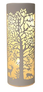 LED Light Up Cylinder Woodland Scene Silhouette White 25cm
