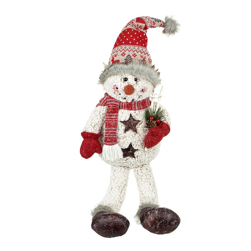 Small Sitting Snowman With Skis (H60cm)