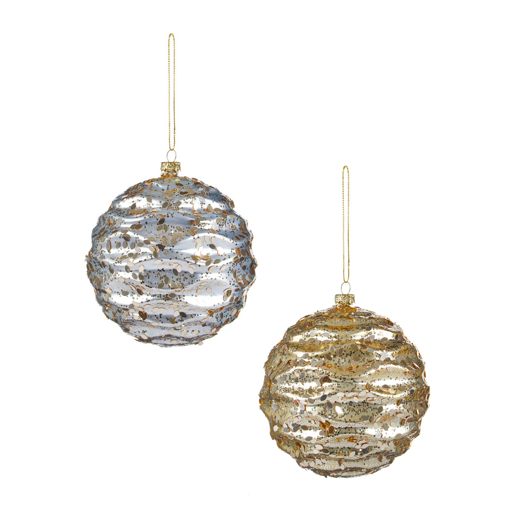 100mm Wavy Bauble 2 Asst (EACH)
