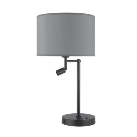 ASHLEY TABLE LAMP BLACK C/W GREY SHADE