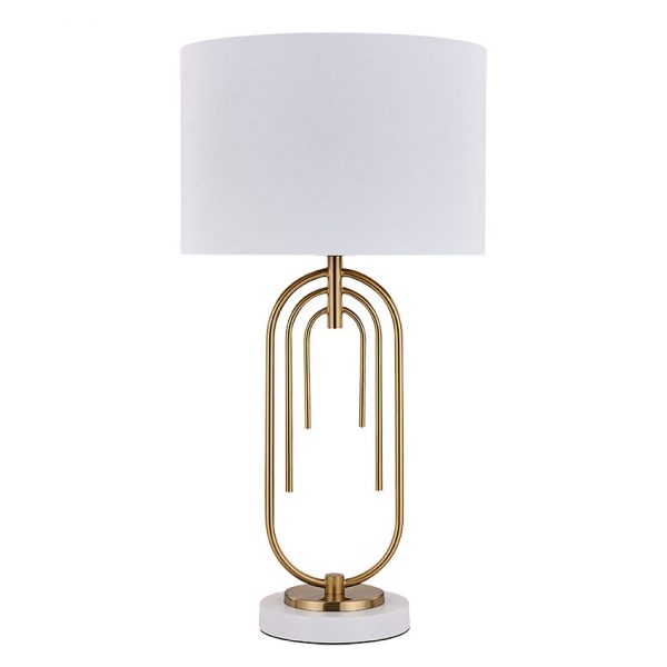 Matt Table Lamp Brass & White.