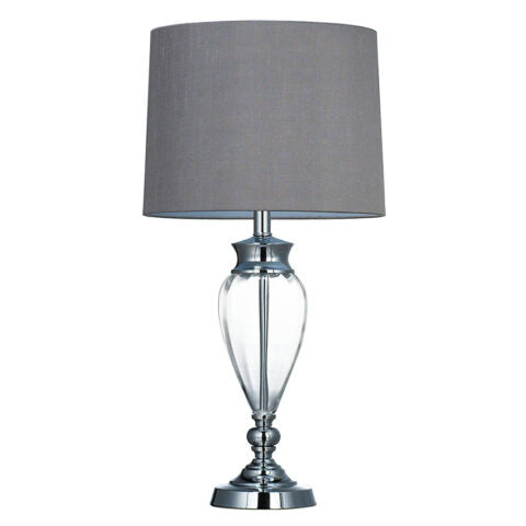 CASA CLASSICAL TABLE LAMP (Polished Nickel c/w Grey Shade)