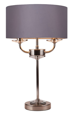 STYLO TABLE LAMP (Polished Nickel c/w Grey Shade)