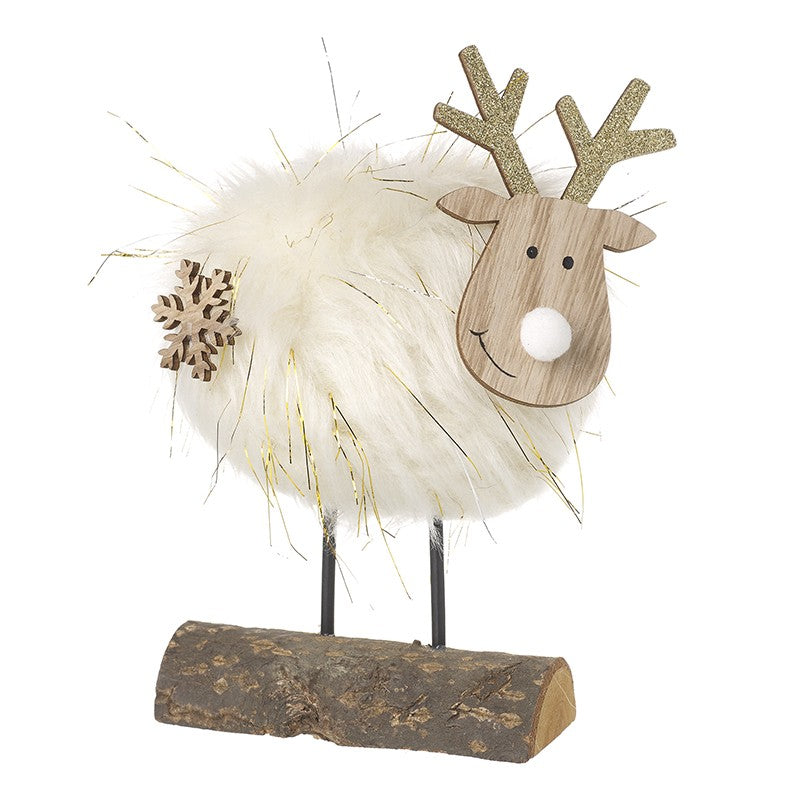 Cream Fluffy Deer (11x5.5x16.5cm)