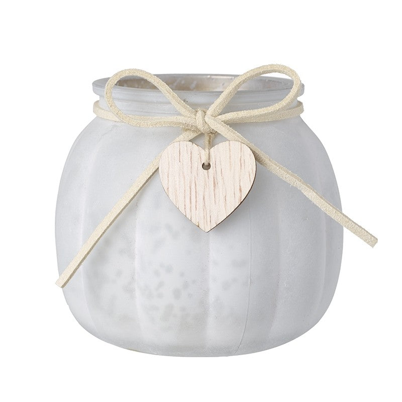 Frosted White Glass Jar With Heart (8x7cm)