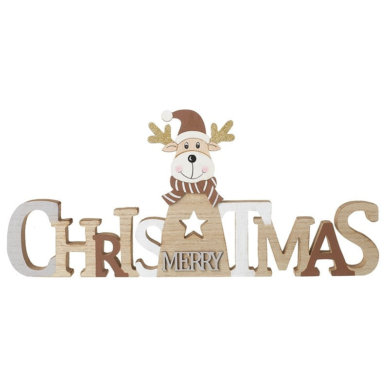 Merry Christmas Wooden Sign (40x2x18cm)